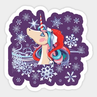 Beautiful Christmas Unicorn Sticker